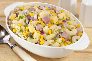 Macaroni Pasta Salad with Ham and Cheese