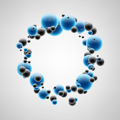 Background with blue and black bubbles.