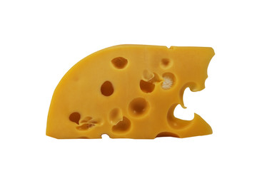 Piece of cheese isolated on white background
