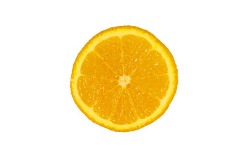 Slice of fresh orange isolated on white background