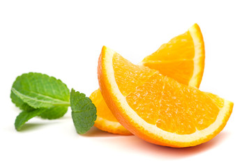 orange, orange slices and mint leaves