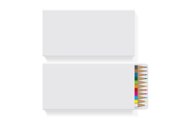 Box with pencils for your design and logo. Easy to change colors. EPS10