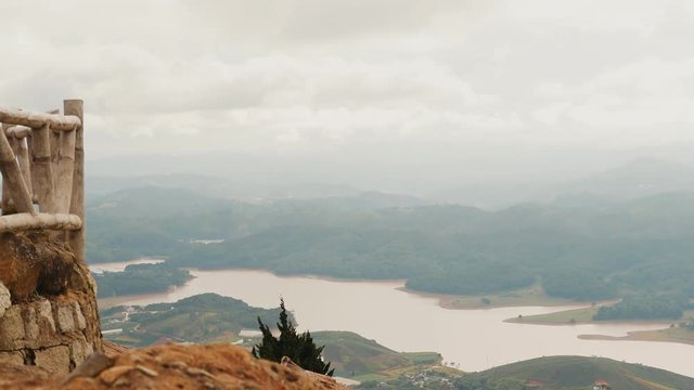 View from Lang Biang Mountain. Landscape at Mount Langbiang, place of excursions, central highlands near Dalat, Vietnam, Asia