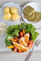 Health food, Chicken Salad. Top view.