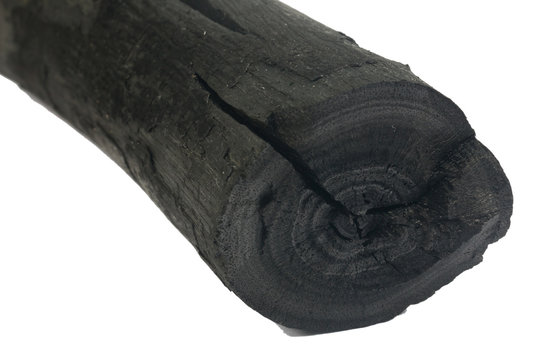 hardwood charcoal coal Isolated on white background
