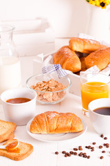 Breakfast with croissants.