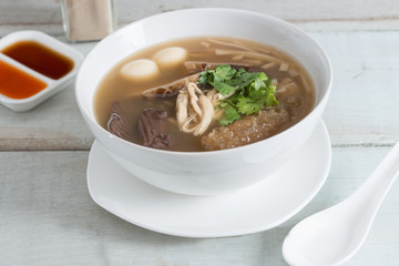 Fish maw soup or Chinese soup.