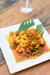 Stir-fried stink bean with shrimp.