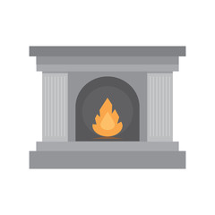Fototapeta premium Gray stone fireplace with a divorced flame in the style of flat. Vector illustration.