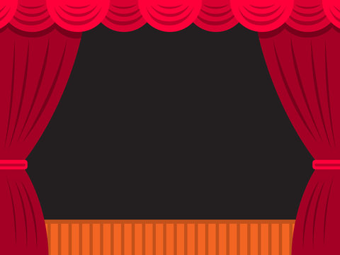 Puppet show booth with theater masks red curtain Vector Image