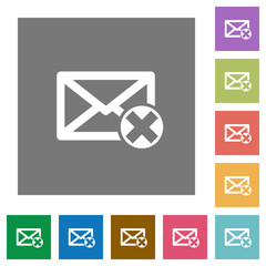 Delete mail square flat icons