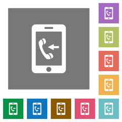 Incoming mobile call square flat icons