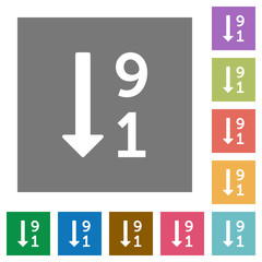 Descending numbered list square flat icons