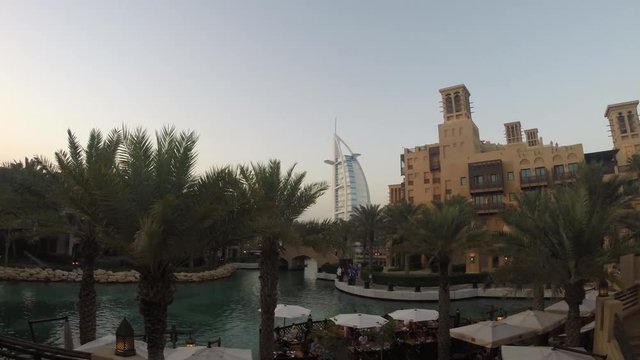 Timelapse video of Madinat touristic and commercial area, a popular destination for travelers in Dubai