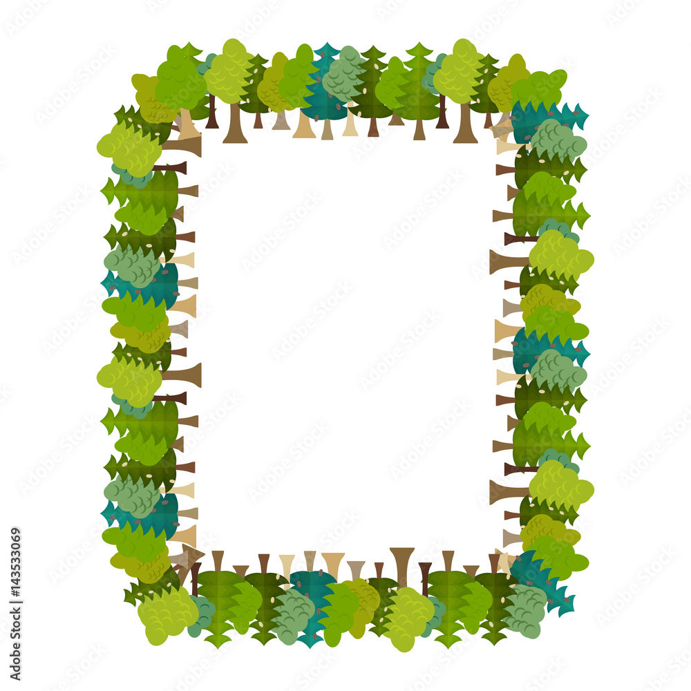 Poster frame is tree rectangular. forest background. nature backdrop