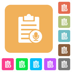 Voice note rounded square flat icons