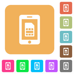 Mobile simcard rounded square flat icons
