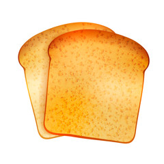 Couple of bright realistic tasty toasts on white