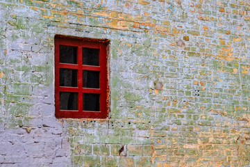 Fototapeta na wymiar Vintage window on a brick wall