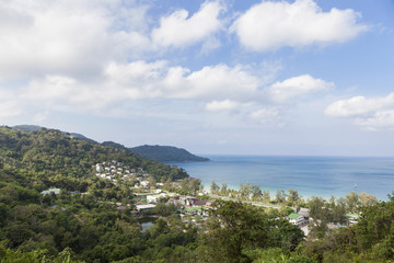resort in forest near beach, sea view tropical andaman sea.