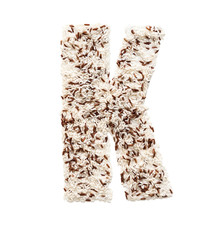 rice grain forming an alphabet letter K