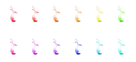 set of colorful ink isolated on white background. red drop swirling under water. 