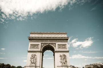 Fototapeta na wymiar Arc de triomphe in Paris, one of the most famous monuments