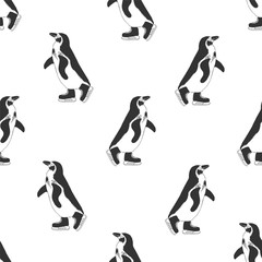 Obraz premium Seamless pattern - penguins on ice skates.