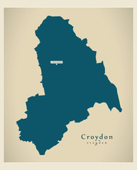 Modern Map - Croydon borough Greater London UK England