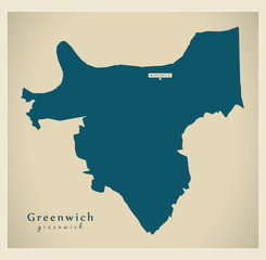 Modern Map - Greenwich borough Greater London UK England