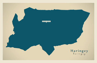 Modern Map - Haringey borough Greater London UK England