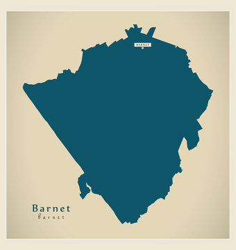 Modern Map - Barnet borough Greater London UK England