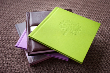 Photo books with decorative stamping. Diffrend covers. Bright colors.