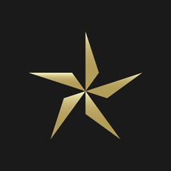 Obraz premium Propeler Gold Star Logo Template. Isolated on Black Background.