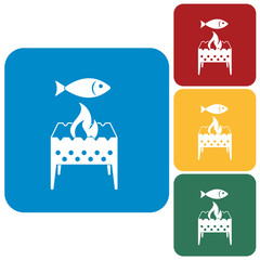 Grilled fish icon. Vector illustration