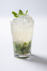 Cocktail mojito in front of white background