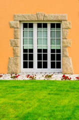 Terrassentür aus Kunststoff mit Isolierglas und Sprossen - Terrace door made of plastic PVC with insulating glass and lattice window