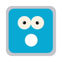 square colorful shape emoticon puzzled expression vector illustration