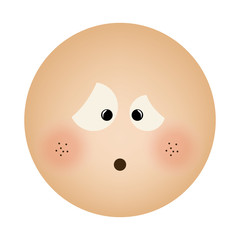 human face emoticon confused expression vector illustration
