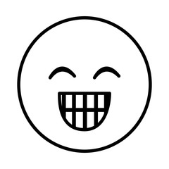 silhouette emoticon face happines expression vector illustration