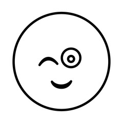 silhouette emoticon face winking expression vector illustration
