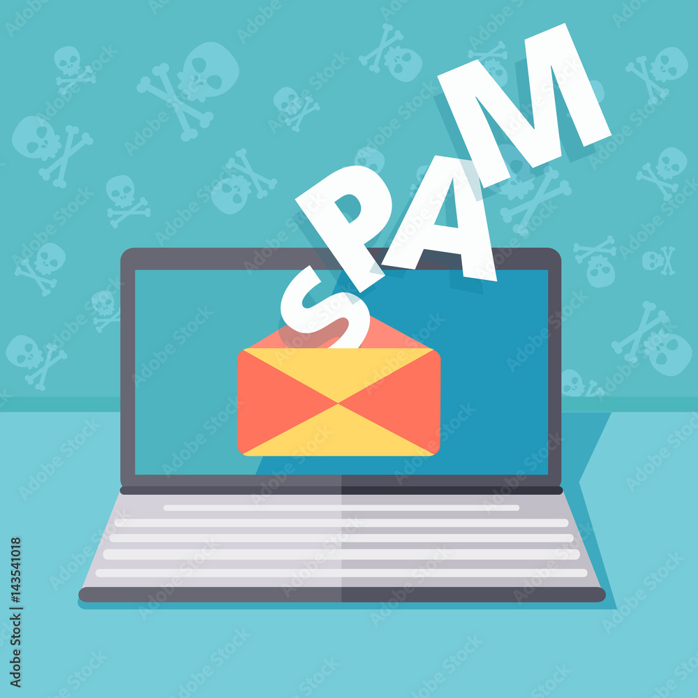 Poster email spamming or phishing security vector concept illustration. hacking by email spoofing or instan