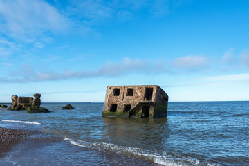 Abandoned fortifcations at Baltic sea coast, Liepaja, Latvia.