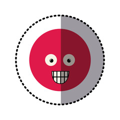 sticker colorful emoticon surprised face expression vector illustration