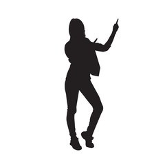 Girl Black Silhouette Female Figure Isolated Over White Background Vector Illustration