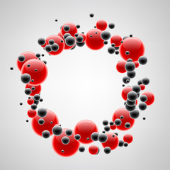 Background with red and black bubbles.