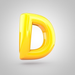 Glossy yellow paint letter D uppercase