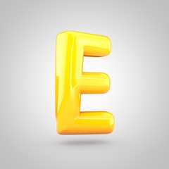Glossy yellow paint letter E uppercase