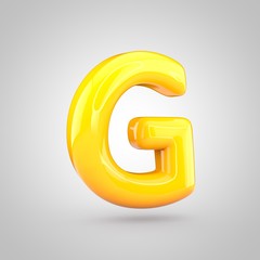 Glossy yellow paint letter G uppercase