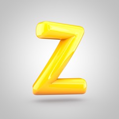Glossy yellow paint letter Z uppercase